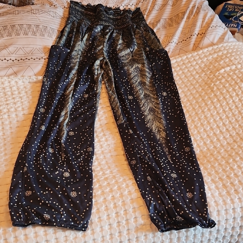 Blue Patterned Pants Xl